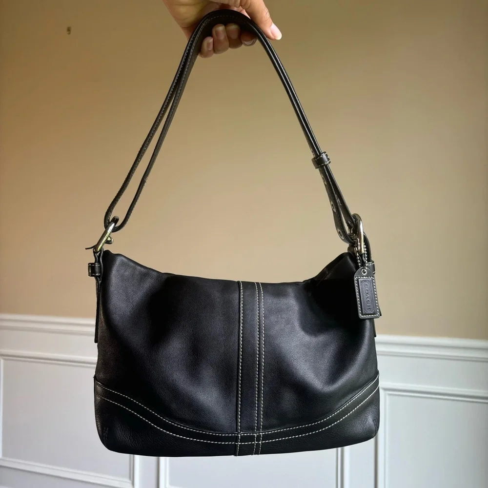 Coach Black Leather Shoulder Bag - Picture 4 of 15